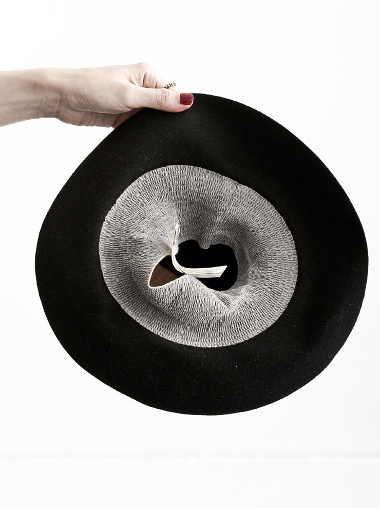 HORISAKI<br>プレーンラビットファーボーラーハット BLACK / GREY BAND