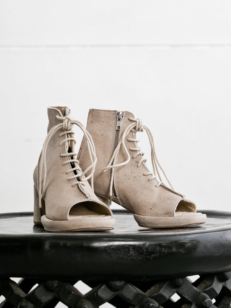 G?RAN HORAL <br>Open toe lace-up ankle heel boots Shell