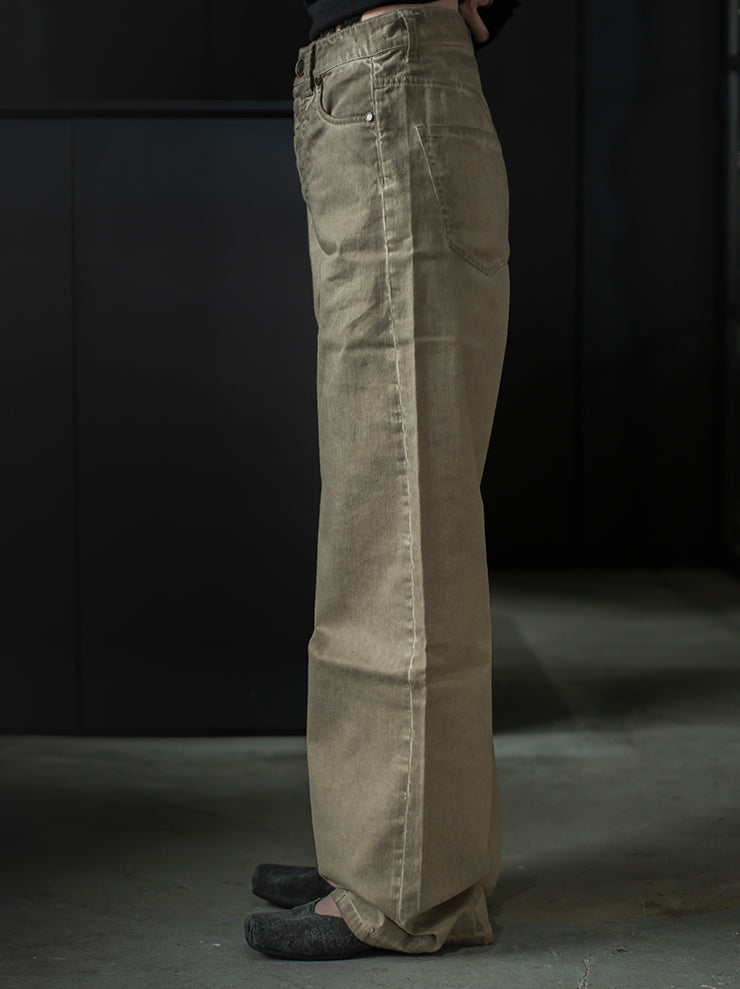 UMA WANG<br> WOMENS cotton trousers / TAN