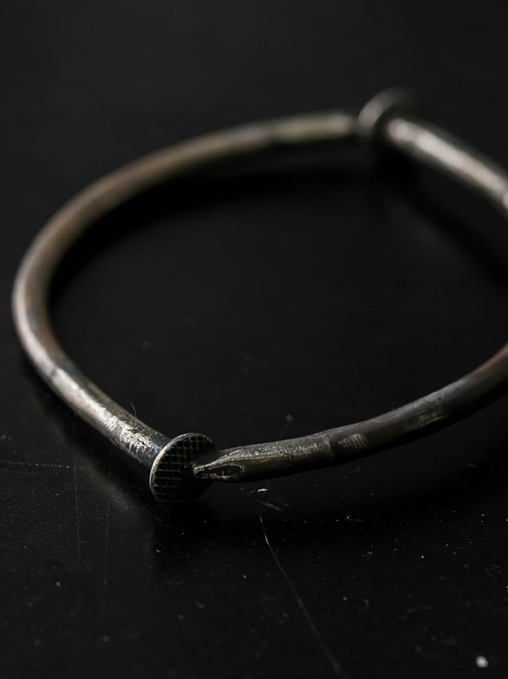 GUIDI<br> Silver bronze spiral bracelet G-SPB2BR