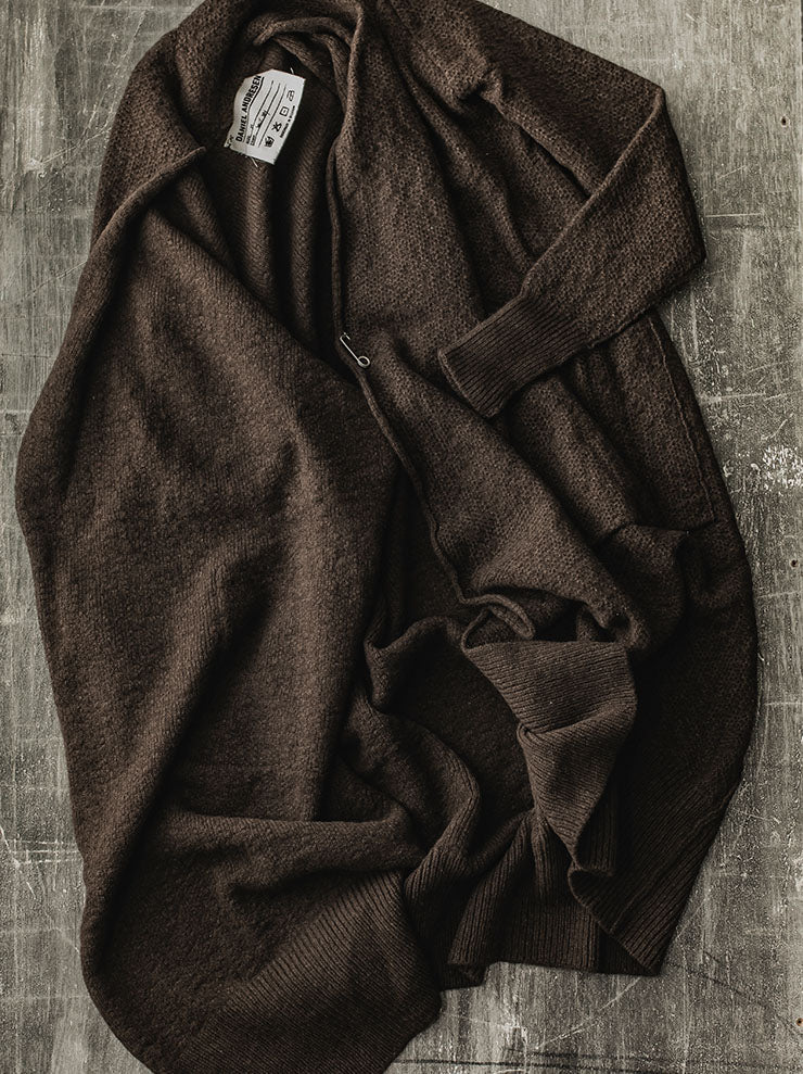 DANIEL ANDRESEN<br> GREEN long knit cardigan / CHOCOLATE