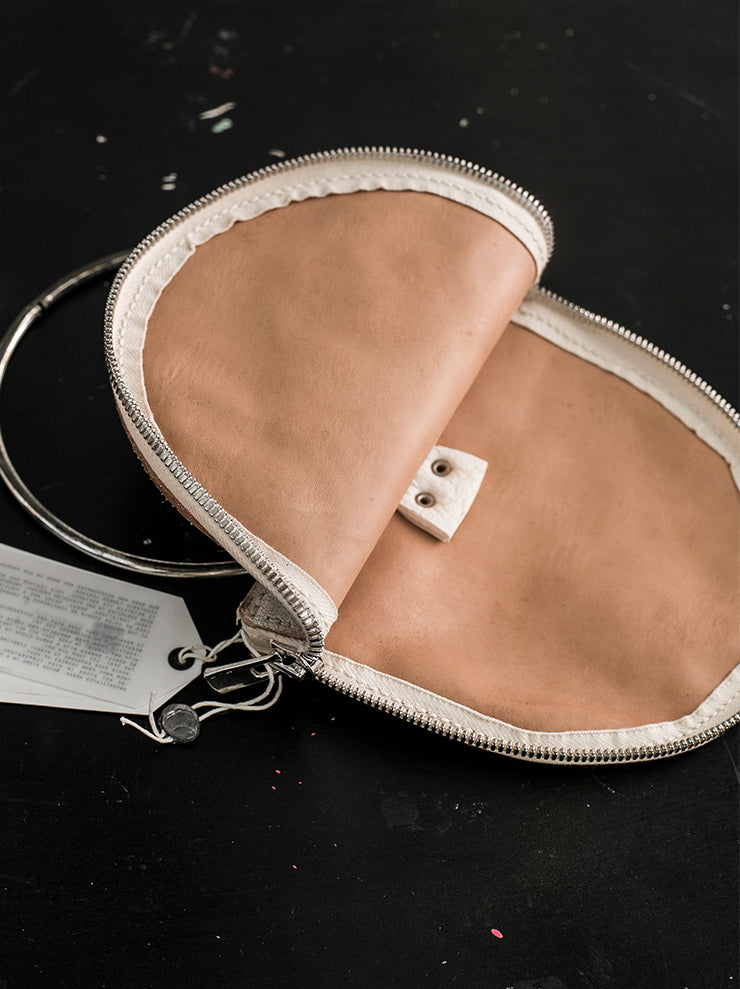 GUIDI<br> RING HANDBAG S06RU COATED WHITE