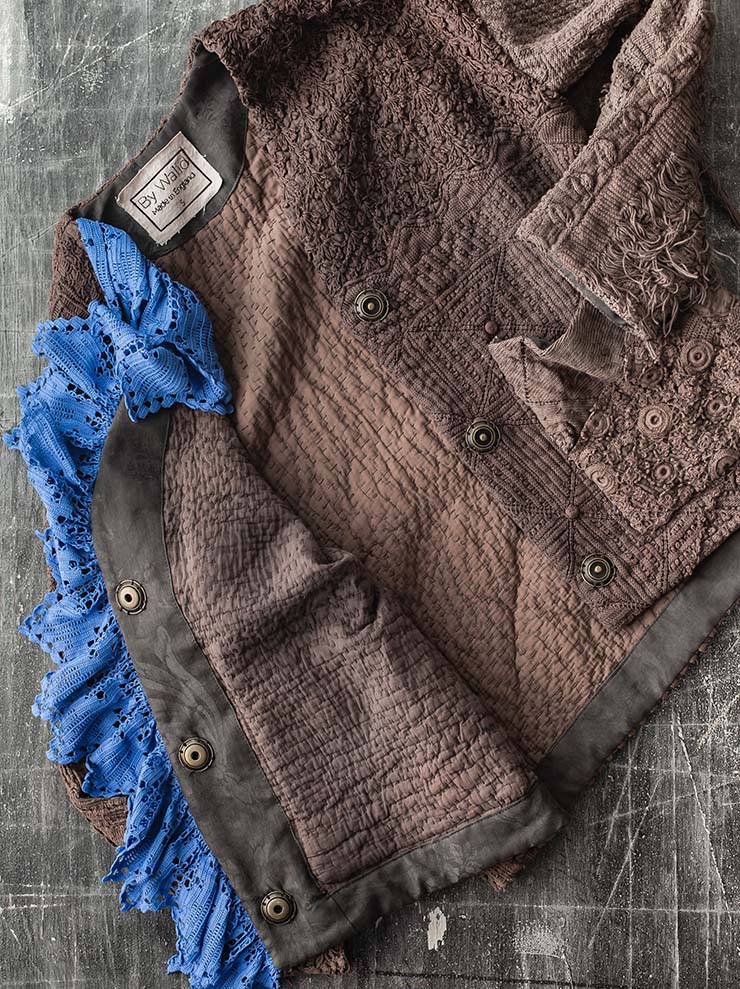 By Walid<br> Women's Cardy Jacket / BROWN & BLUE