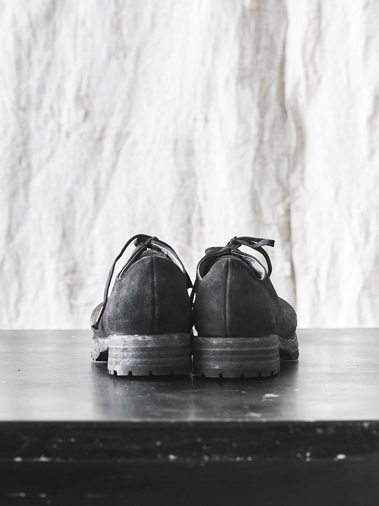 EMATYTE<br> MENS Horse Leather One Piece Lace Up Shoes CHARCOAL