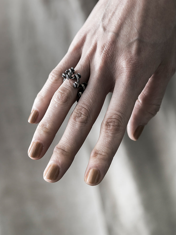 GUIDI<br> Twisted Nail Silver Ring G-AN12 NTR