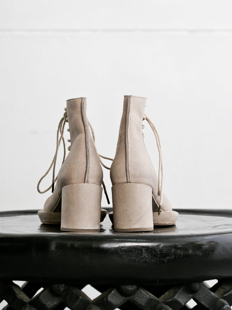 G?RAN HORAL <br>Open toe lace-up ankle heel boots Shell
