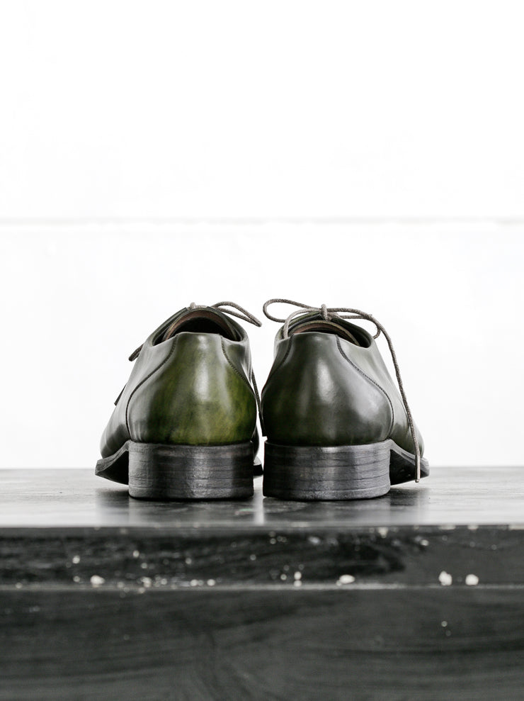DIMISSIANOS&MILLER<br> Men's Cordovan Hole Cut Tan Derby Shoes GREEN