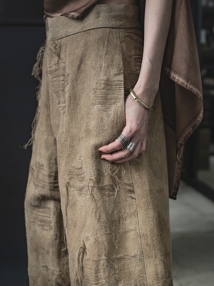 UMA WANG<br> WOMENS jacquard wide pants / TAN