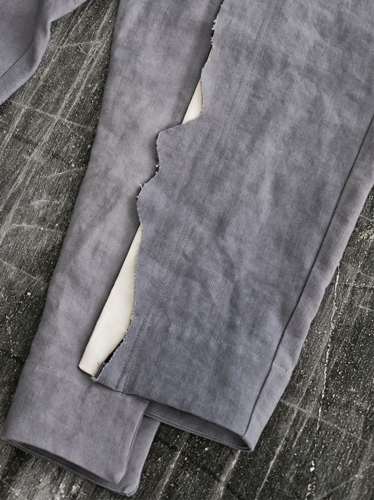 By Walid<br> Men's cut-and-sew Molton trousers CHARCOAL / 19th century linen