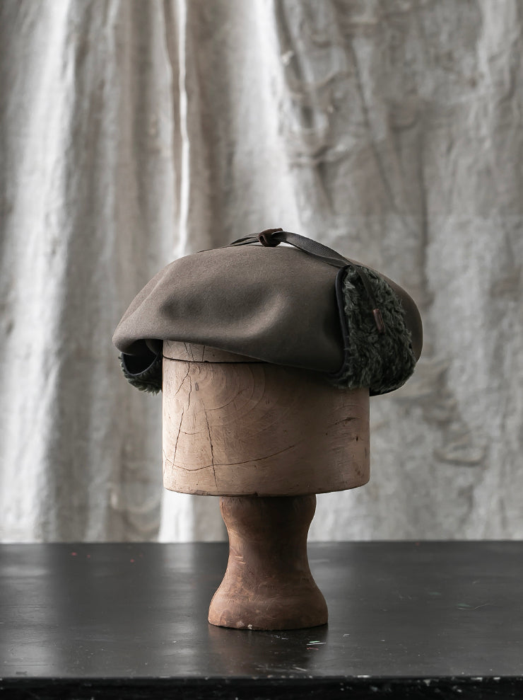 HORISAKI<br> Limited edition 2021 No. 02 Beaver Fur Felt Earflap Beret Cap/TAUPE EB