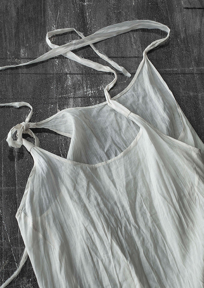 ATELIER SUPPAN<br> WOMENS Low cut tie long tops / WHITE