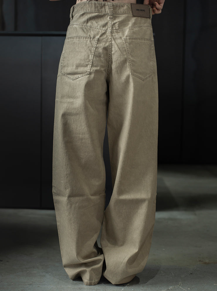 UMA WANG<br> WOMENS cotton trousers / TAN