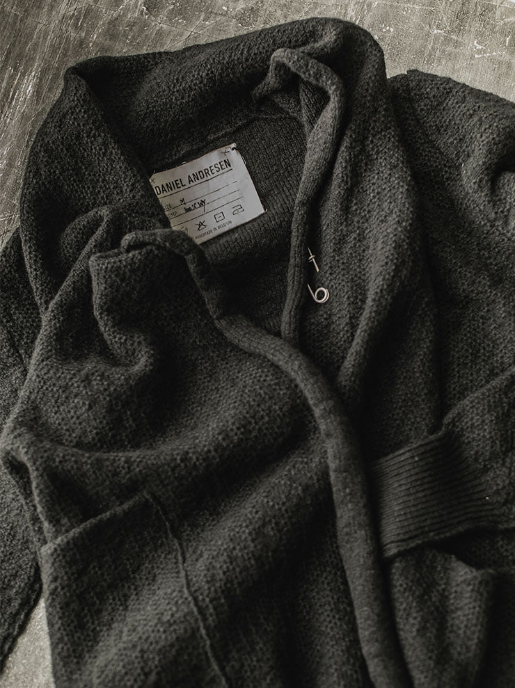 DANIEL ANDRESEN<br> GREEN long knit cardigan / BLACK