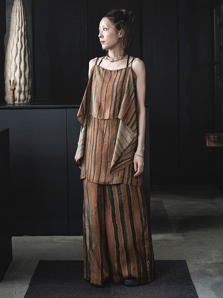 UMA WANG<br> WOMENS printed camisole tops / MUSTARD
