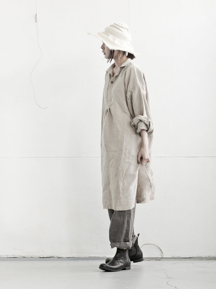 HORISAKI<br> Unisex low linen tunic NATURAL LINEN