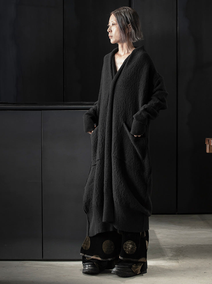 DANIEL ANDRESEN<br> GREEN long knit cardigan / BLACK