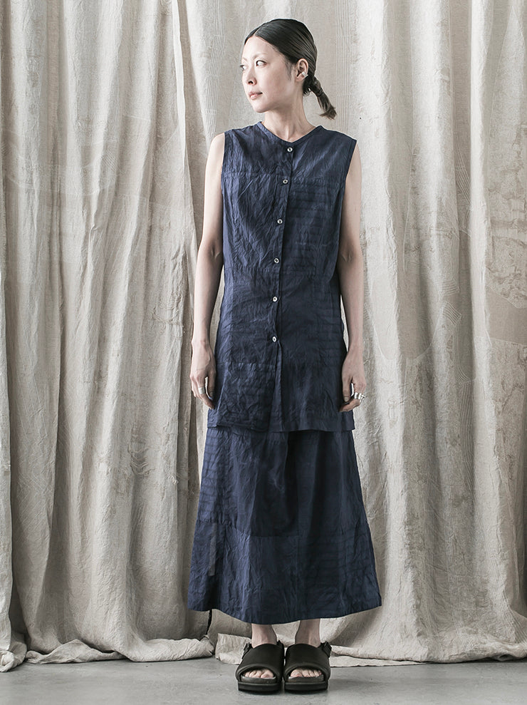 ATELIER SUPPAN<br> WOMENS mixed material sleeveless shirt
