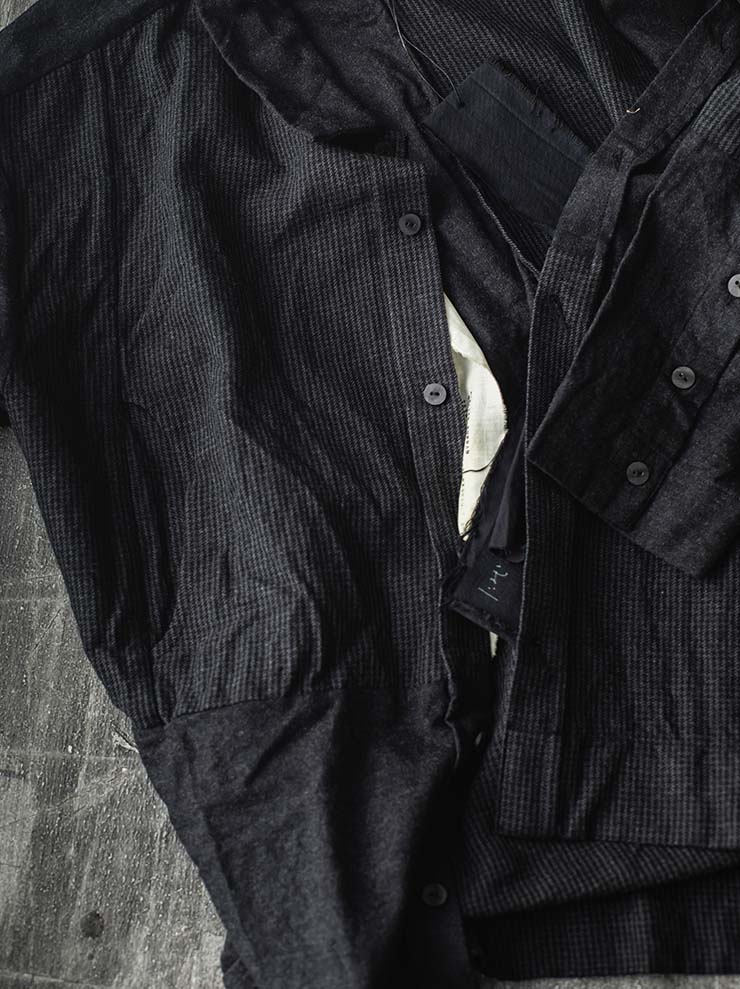 ATELIER SUPPAN<br> MENS mixed material wool pocket shirt