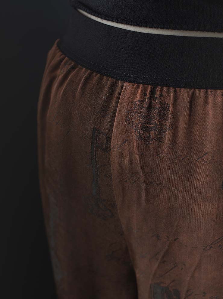 UMA WANG<br> WOMENS PRINTED PANTS / DARK ROSE