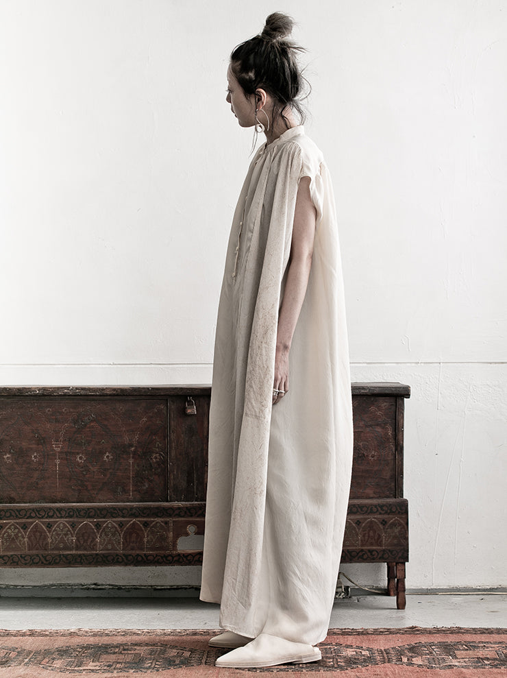 UMA WANG<br />スリーブレス ロングドレス WHITE×TAN