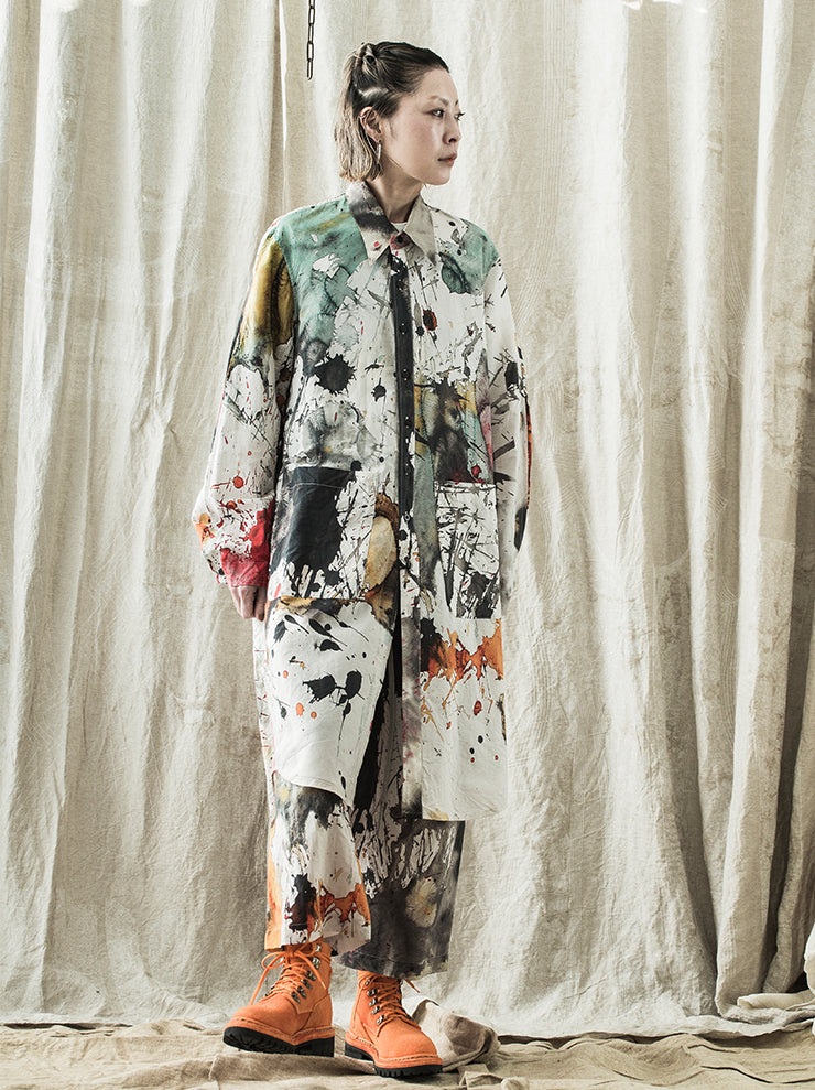 DISTORTION3<br> UNISEX Oversized Long Shirt (MASATO TSUTSUMI) COLOR PAINT