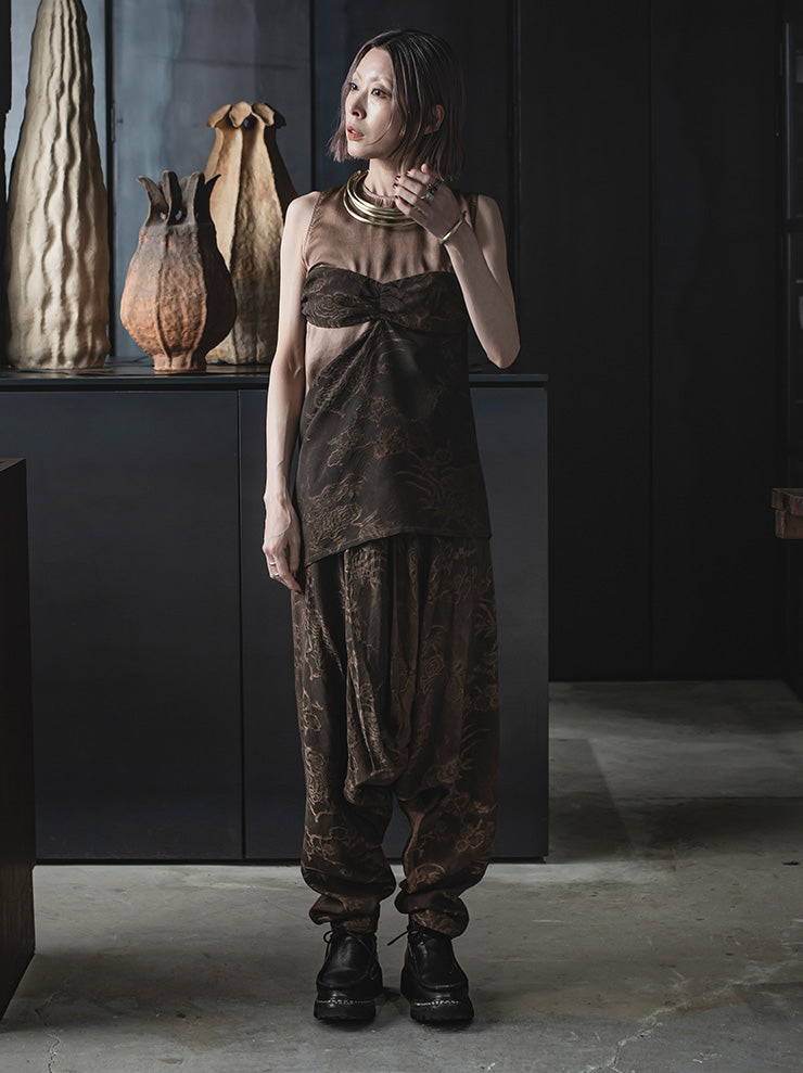 UMA WANG<br> WOMENS jacquard tube tops / BROWN ROSE