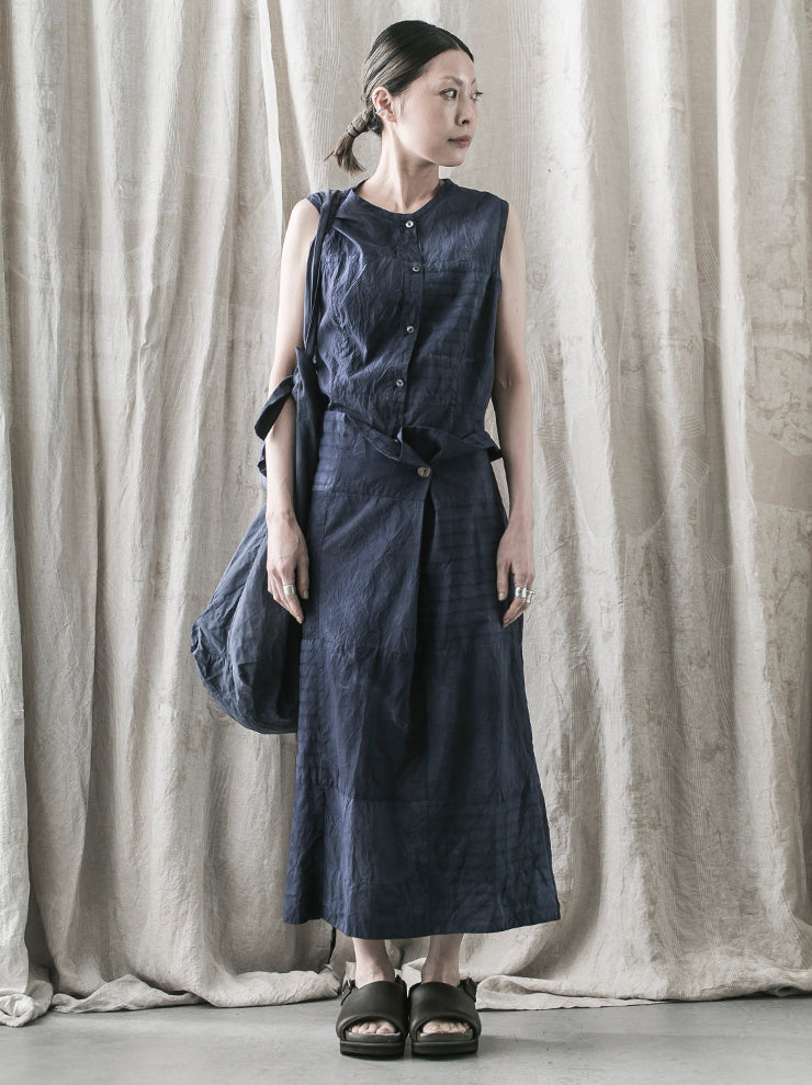 ATELIER SUPPAN <br>WOMENS mixed material button skirt