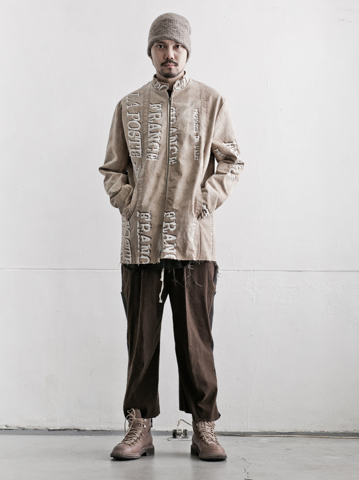 By Walid<br> Men's Albert jacket PRINT / military canvas cotton / SIZE L