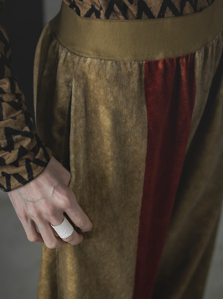 UMA WANG<br> WOMENS Pollock pants / TAN & RED