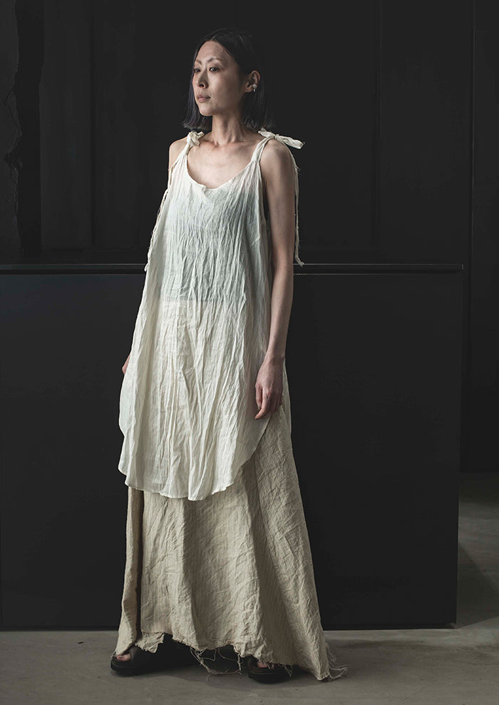 ATELIER SUPPAN<br> WOMENS Low cut tie long tops / WHITE