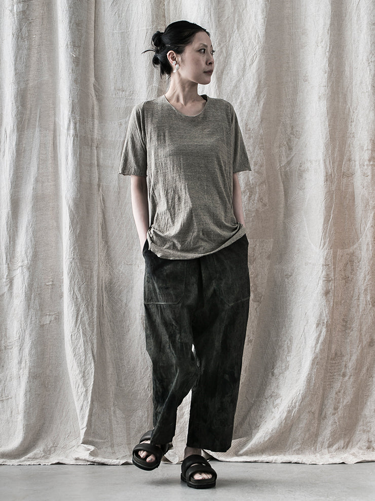 ATELIER SUPPAN<br> WOMENS Structure cut T-shirt TEA DYE