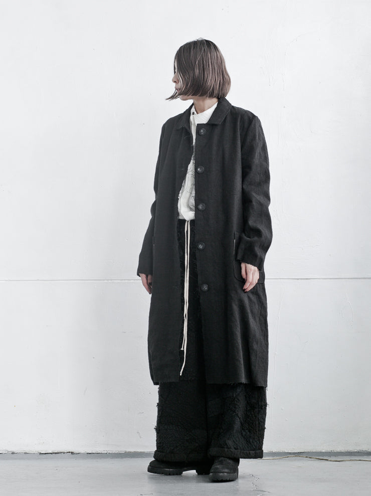 By Walid<br> Women's Loli Coat BLACK / scar stitch 19th century linen
