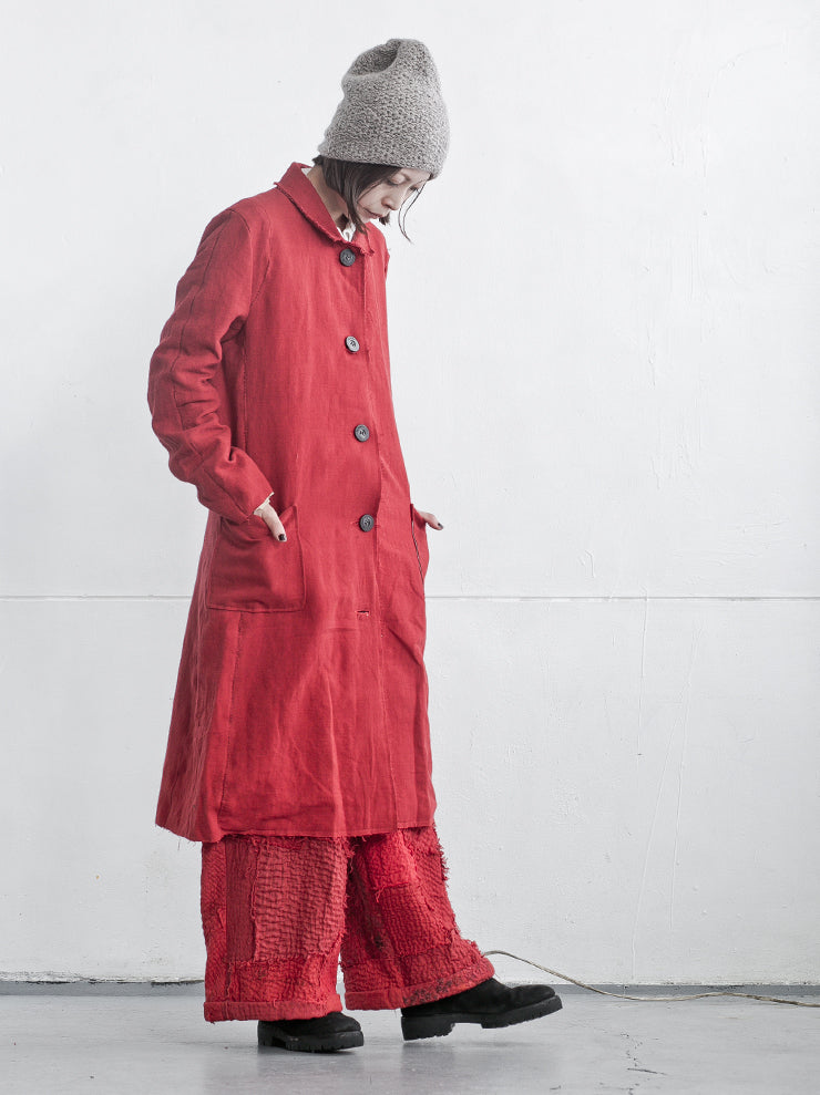 By Walid<br> Women's Daniela Trousers RED / repatch 19th century linen