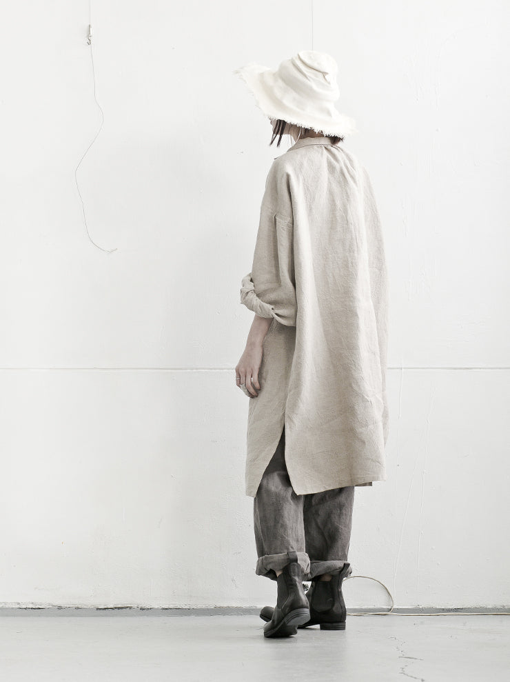 HORISAKI<br> Unisex low linen tunic NATURAL LINEN