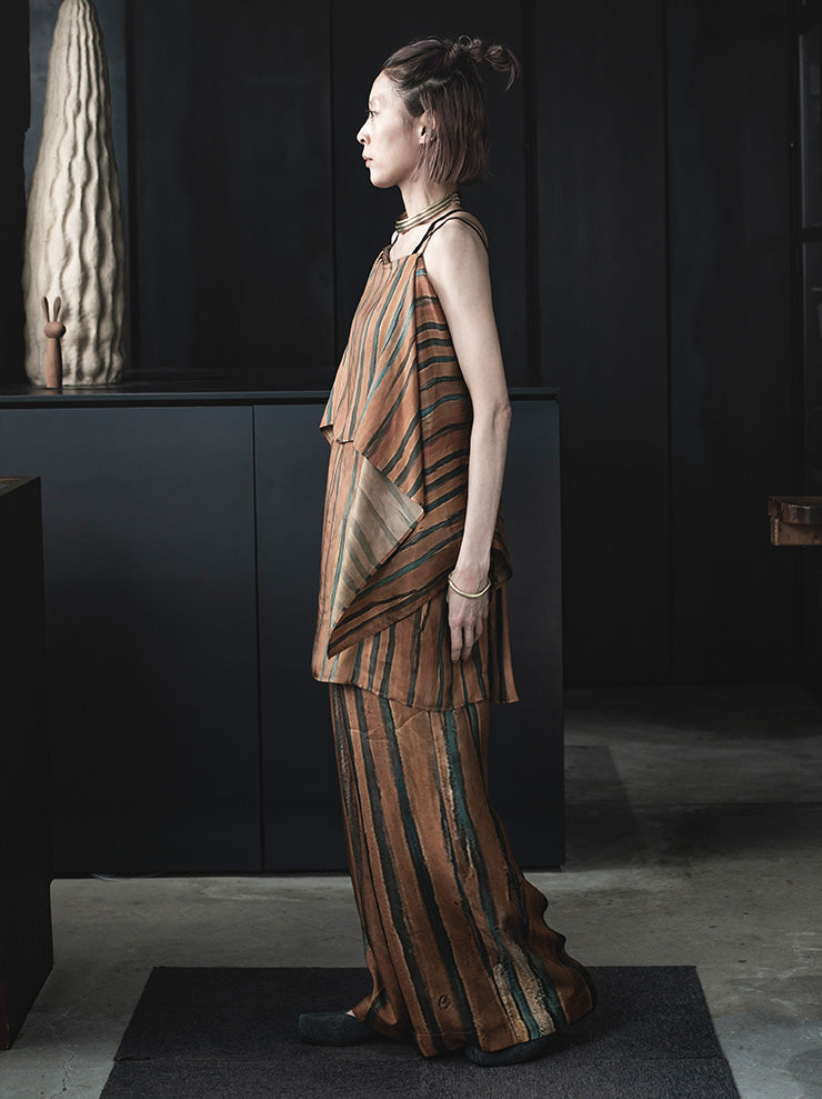 UMA WANG<br> WOMENS printed camisole tops / MUSTARD