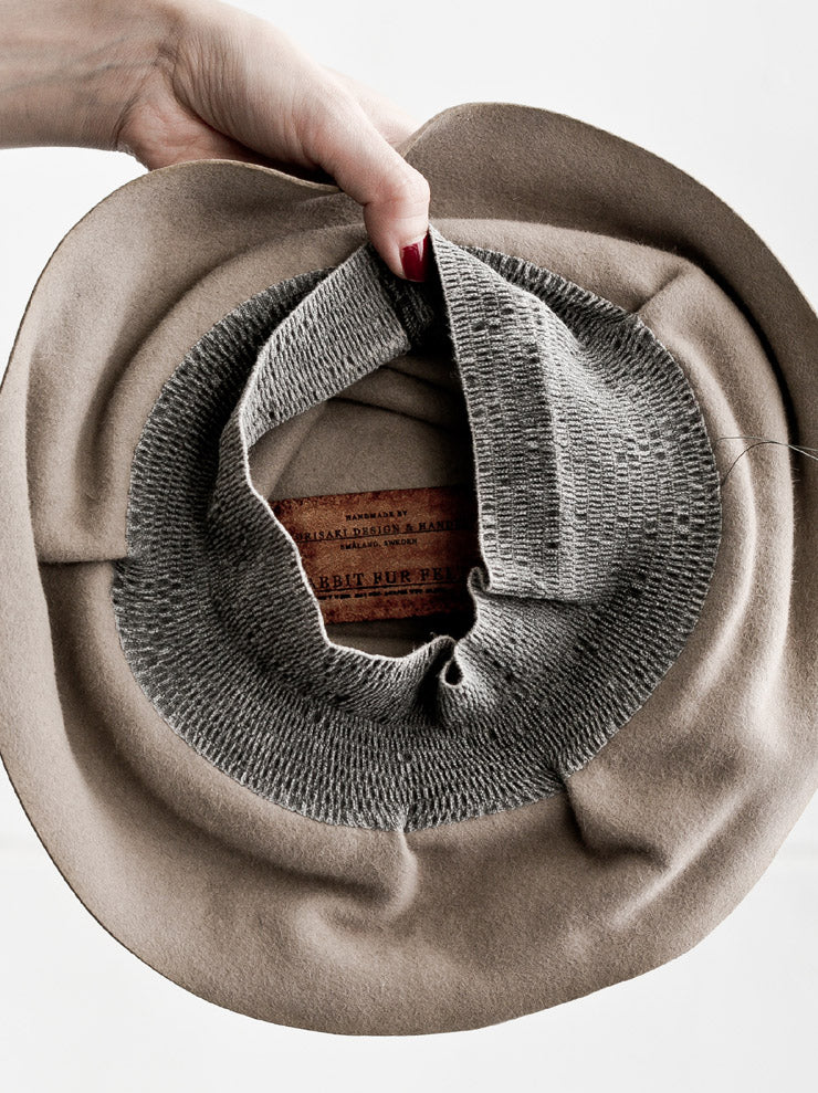 HORISAKI<br>プレーンラビットファークラッシャーハット BEIGE / GREY BAND