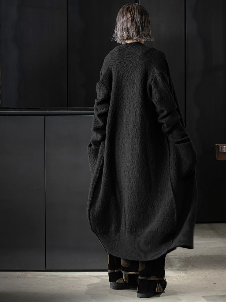 DANIEL ANDRESEN<br> GREEN long knit cardigan / BLACK