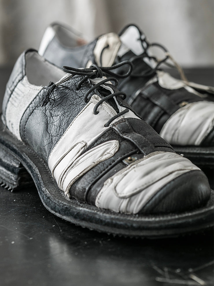MATTHIAS WINKLER<br> MENS Antique Leather Gloves & Vintage Biker Leather Pants Shoes STRIZZI / Black & White
