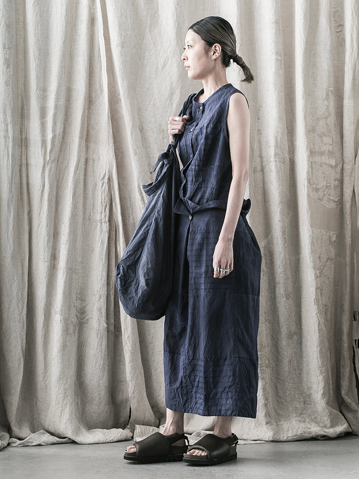 ATELIER SUPPAN <br>WOMENS mixed material button skirt