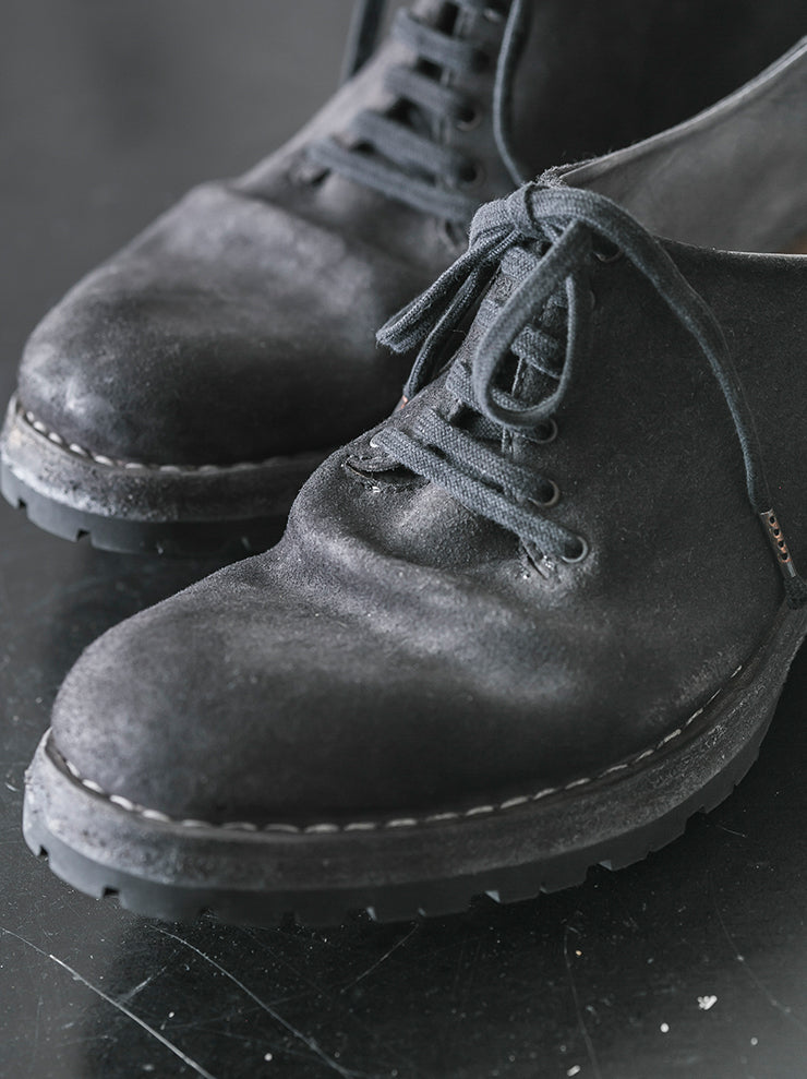 EMATYTE<br> MENS Horse Leather One Piece Lace Up Shoes CHARCOAL