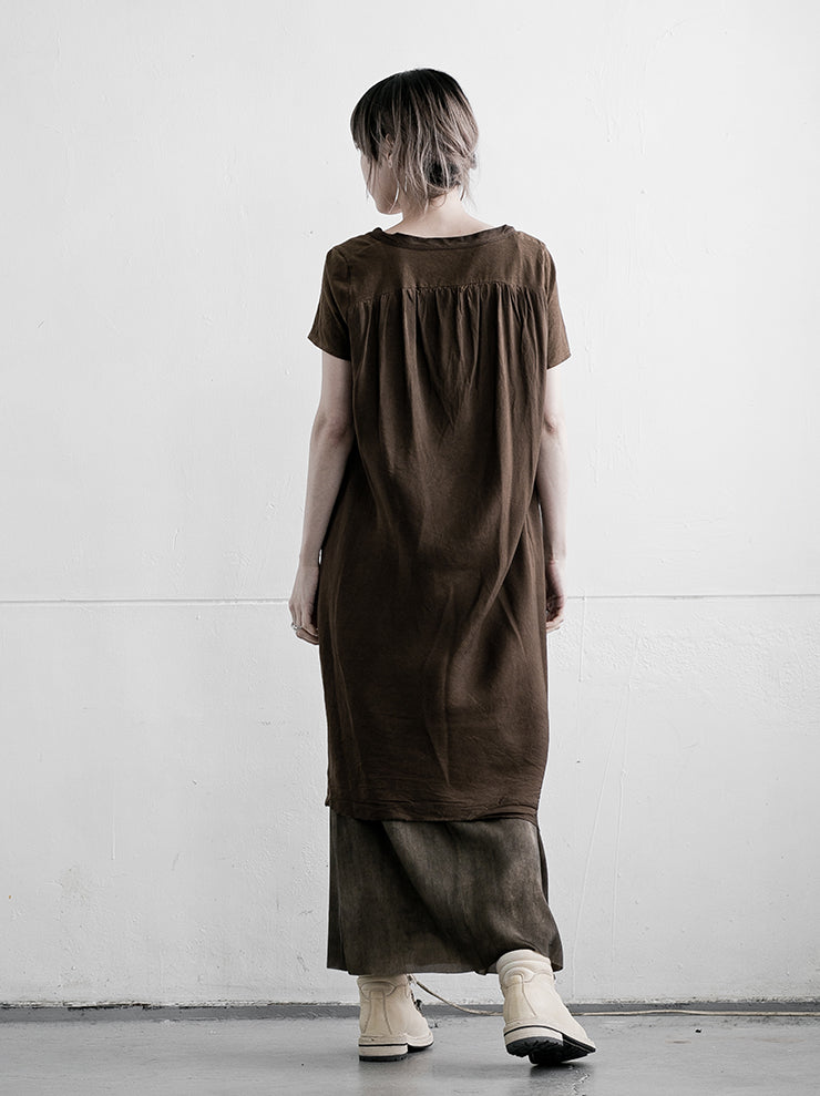 UMA WANG<br> Front-back switching dress BROWN