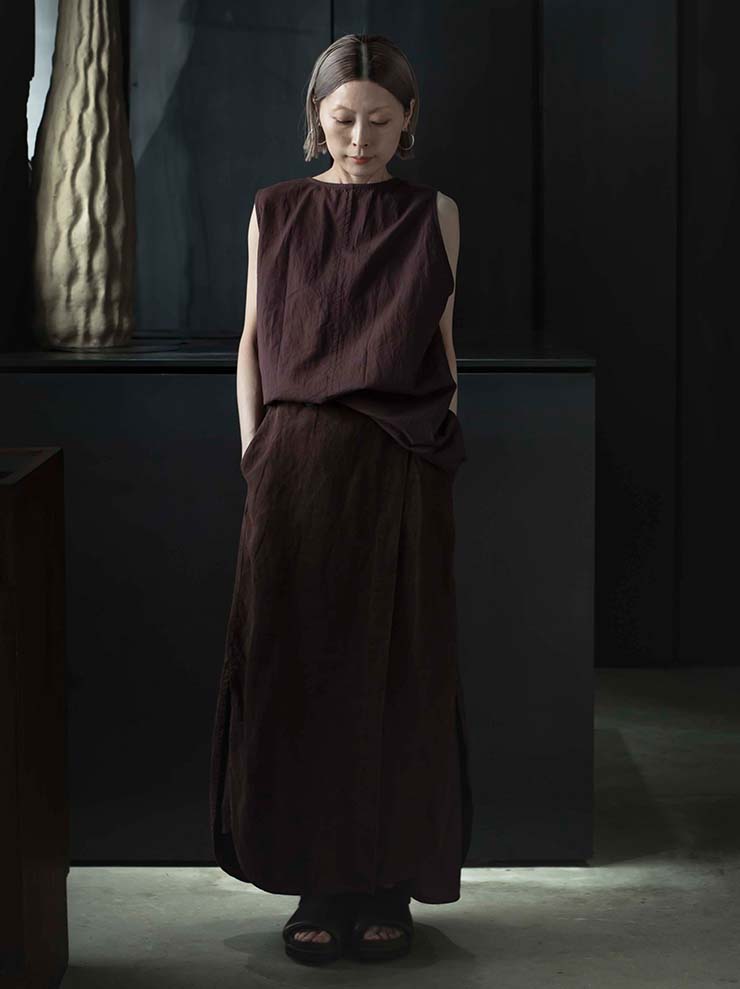 ATELIER SUPPAN<br>WOMENS リネンスカート / DARK BURGUNDY RED