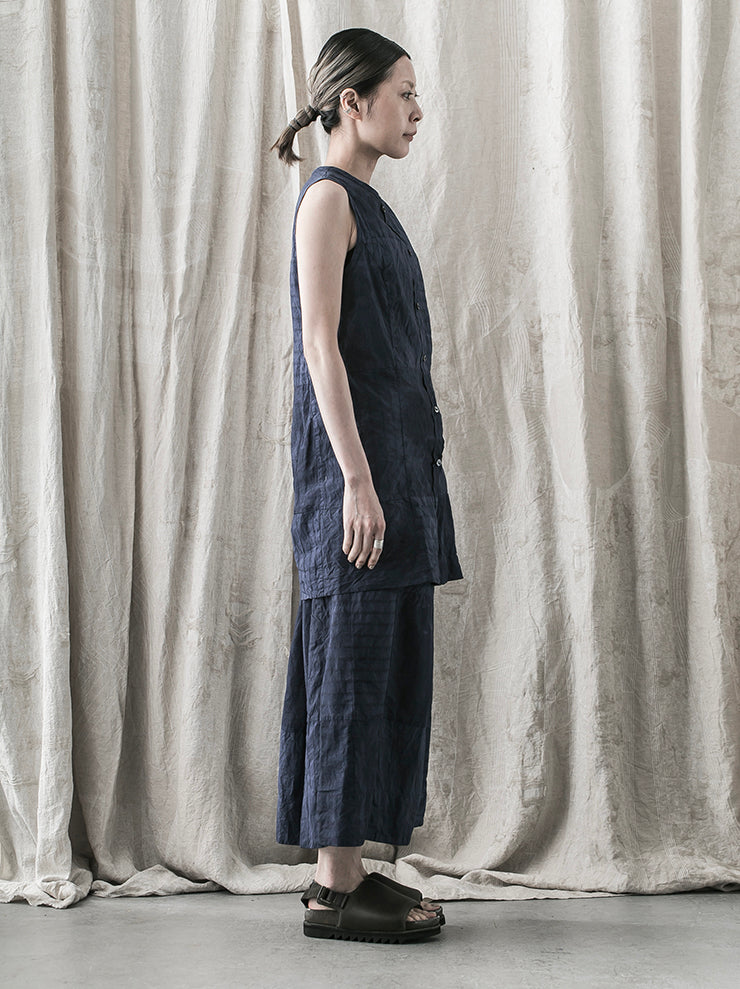 ATELIER SUPPAN<br> WOMENS mixed material sleeveless shirt