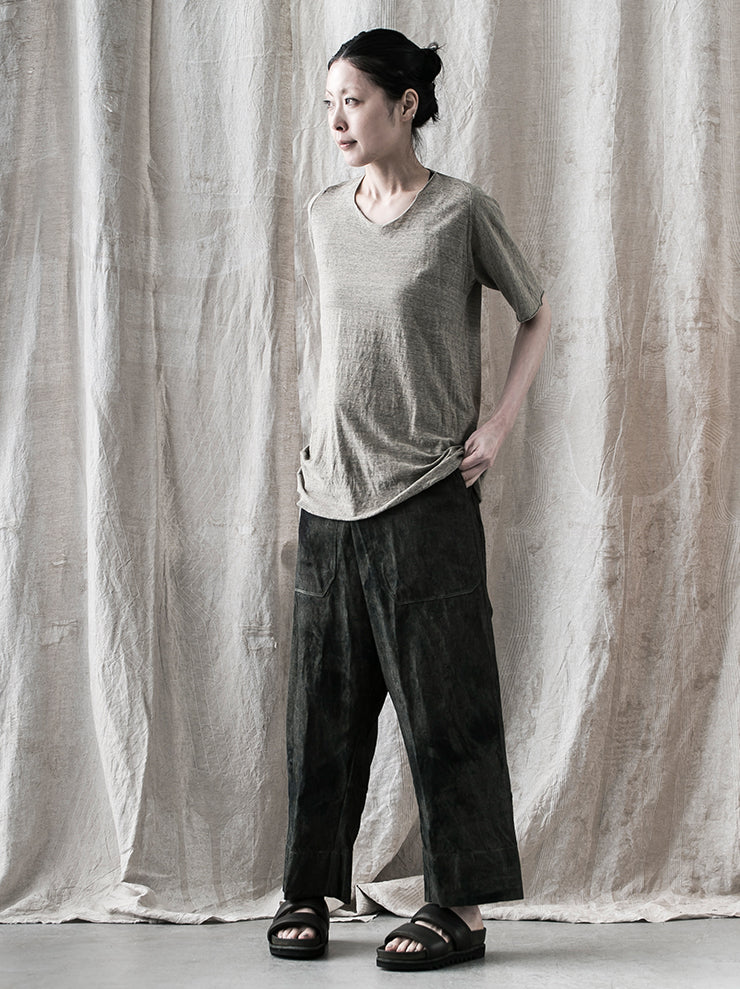 ATELIER SUPPAN<br> WOMENS Structure cut T-shirt TEA DYE