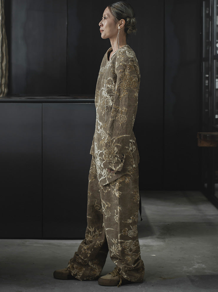 UMA WANG <br>Womens ショートプルオーバージャケット / BROWN & TAN