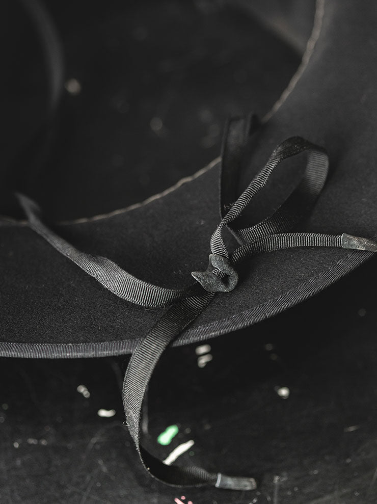 HORISAKI<br> Ribbon trimming & strap visor hat / BLACK EB