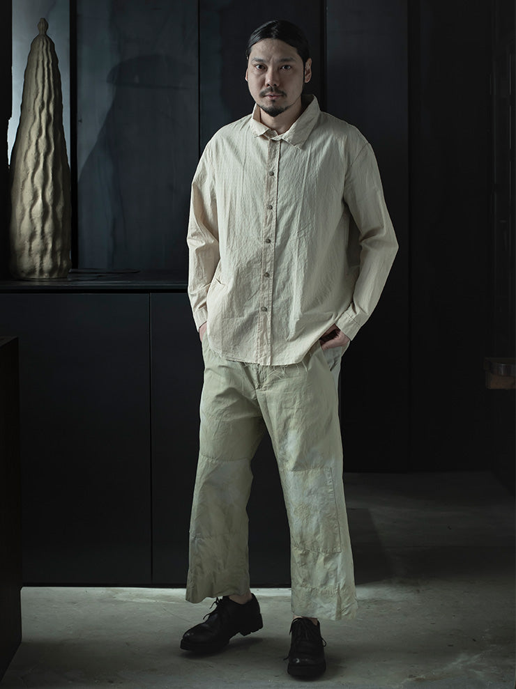 ATELIER SUPPAN<br> MENS Cotton Trousers / GRAY BEIGE TYE AND DYE