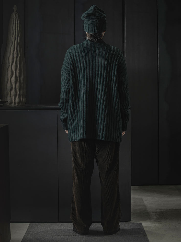 CASEY CASEY<br>UNISEX クルーネックオープンリブセーター / GREEN