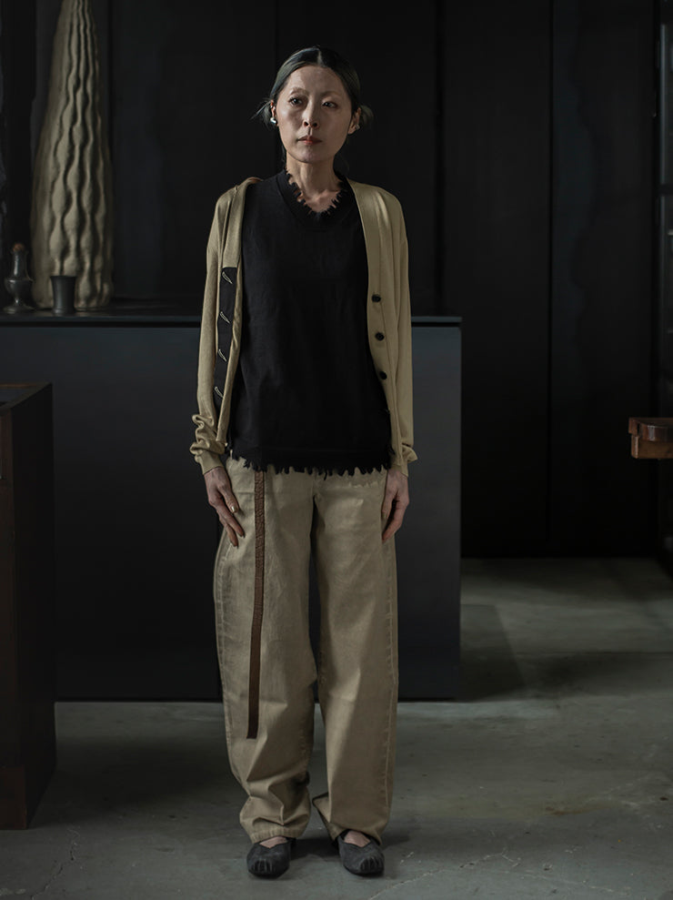 UMA WANG<br> WOMENS cotton trousers / TAN