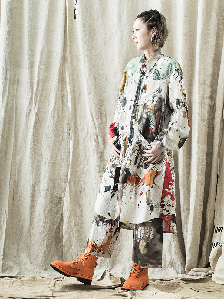 DISTORTION3<br> UNISEX Oversized Long Shirt (MASATO TSUTSUMI) COLOR PAINT